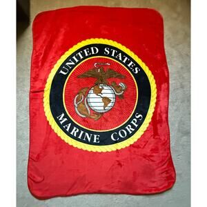 Officially Licensed Faux Fur US Marines Luxury Blanket - red - plush - 78 x 58